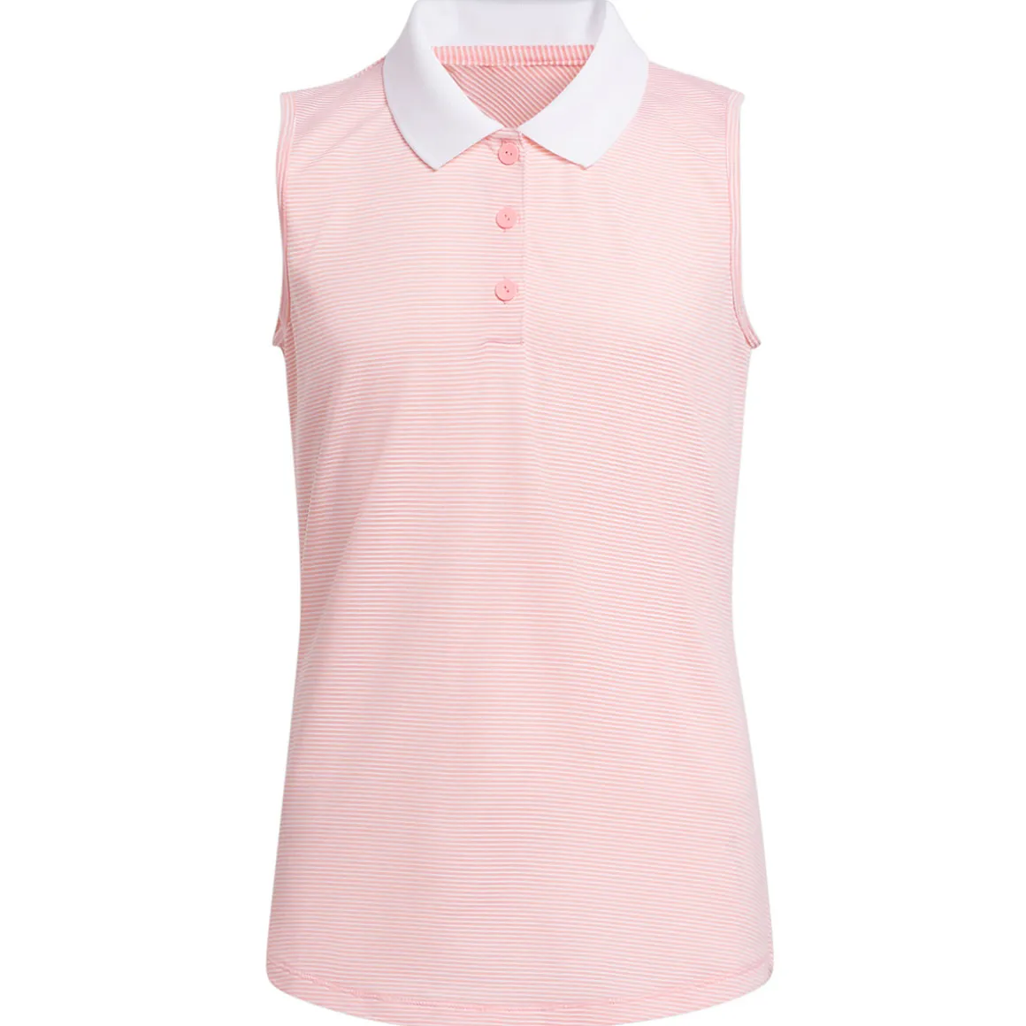 adidas Junior Girls Ottoman Striped Sleeveless Golf Polo Shirt