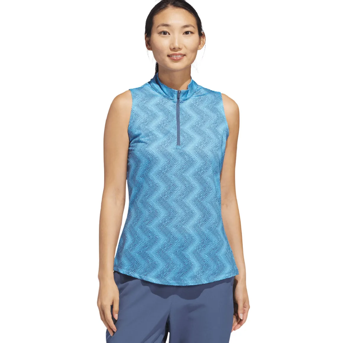 adidas Ladies Ultimate365 Ottoman Print Sleeveless Golf Polo Shirt