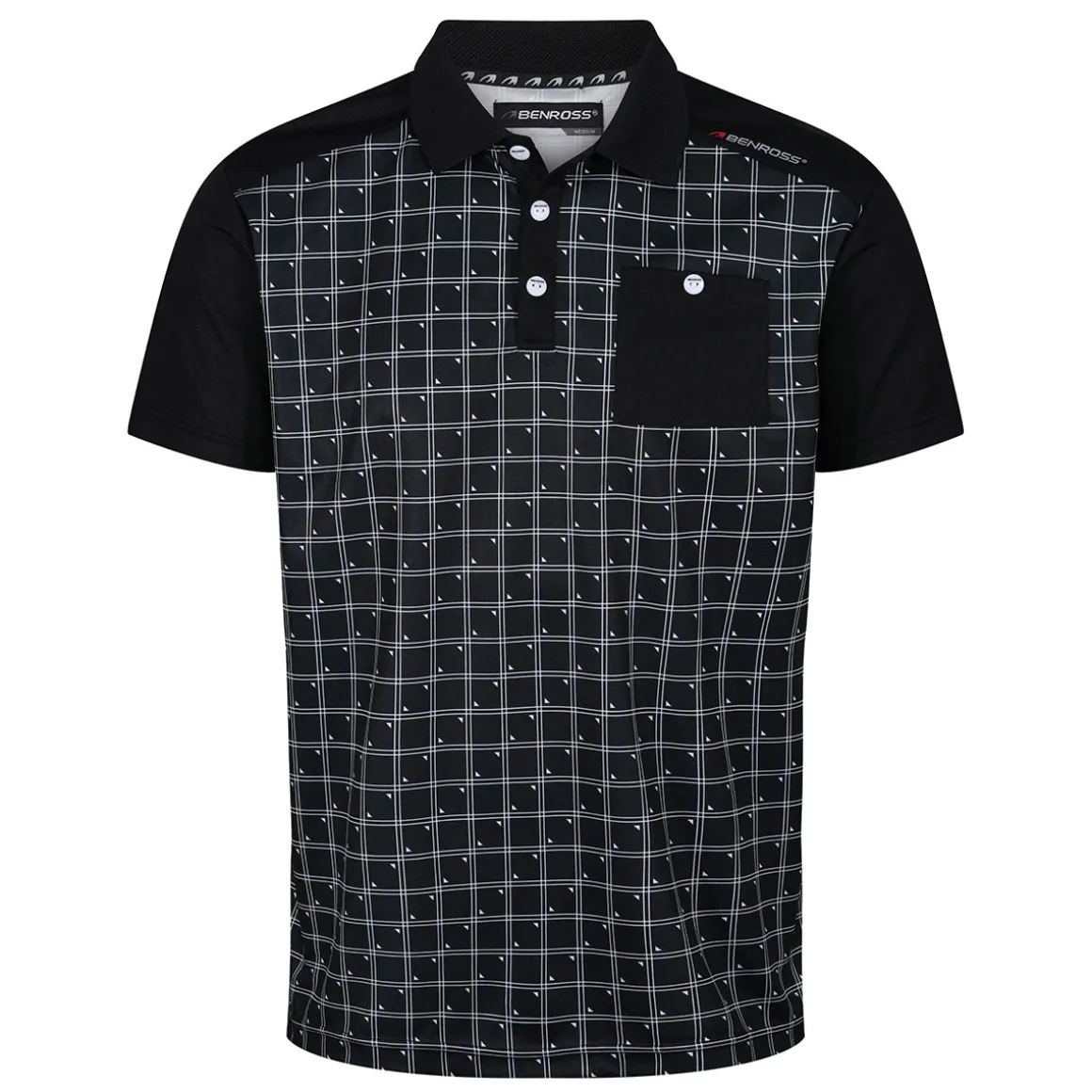 Benross Men's Grid Print Golf Polo Shirt