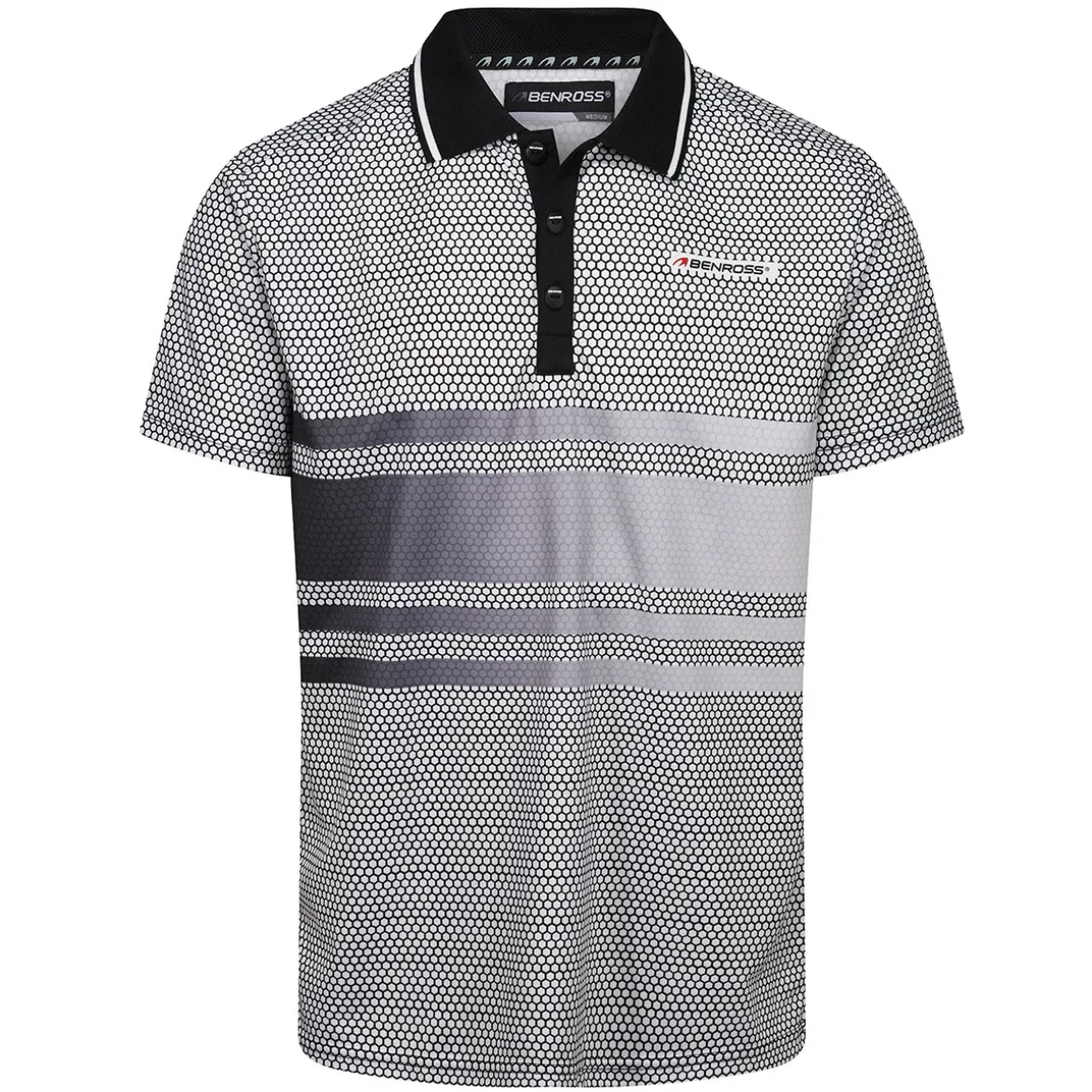 Benross Men's Hex Print Stretch Golf Polo Shirt