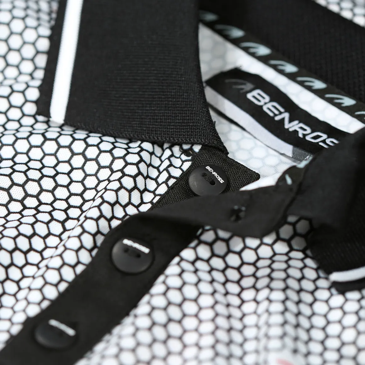 benross_mens_hex_print_st_3.webp Benross Men's Hex Print Stretch Golf Polo Shirt