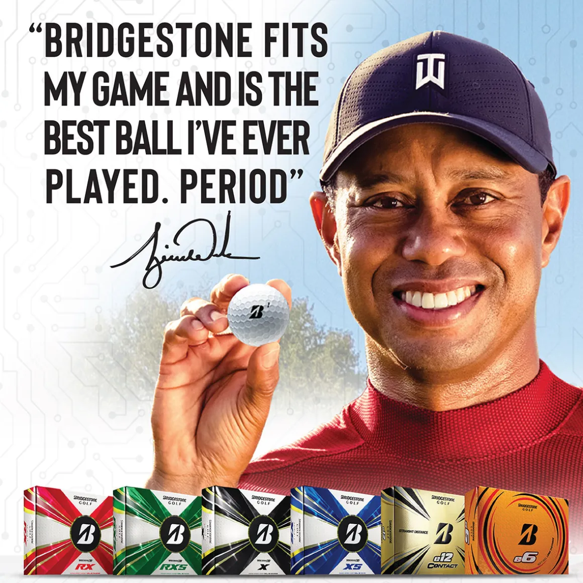 bridgestone_tour_b_xs_tig_2.webp Bridgestone Tour B XS Tiger Woods 12 Golf Ball Pack