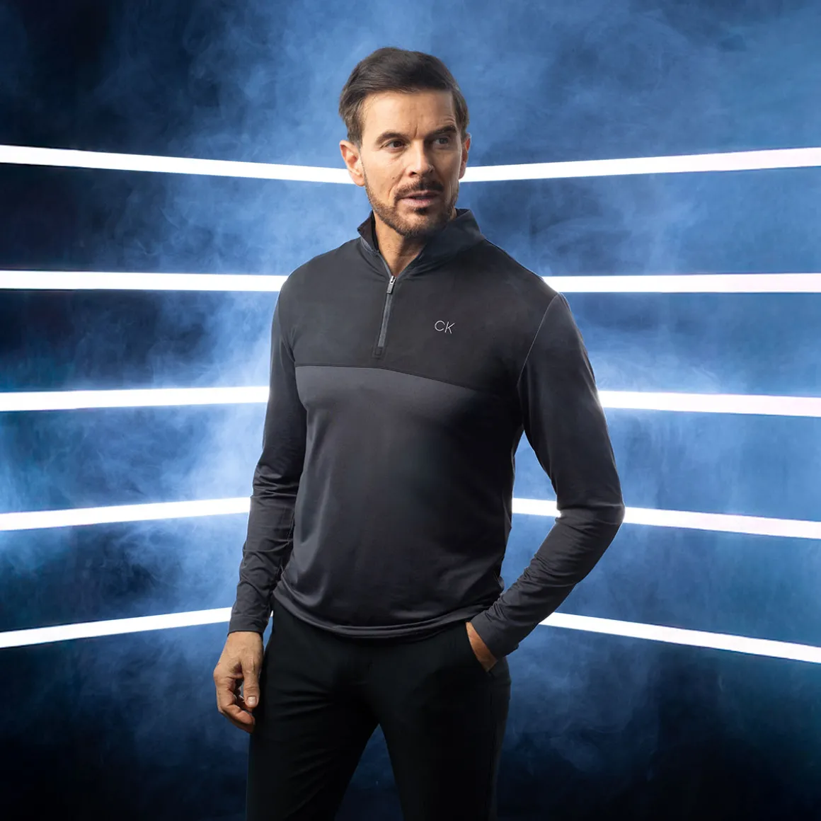 Calvin Klein Men's Gusto Colour Block Quarter Zip Golf Mid Layer