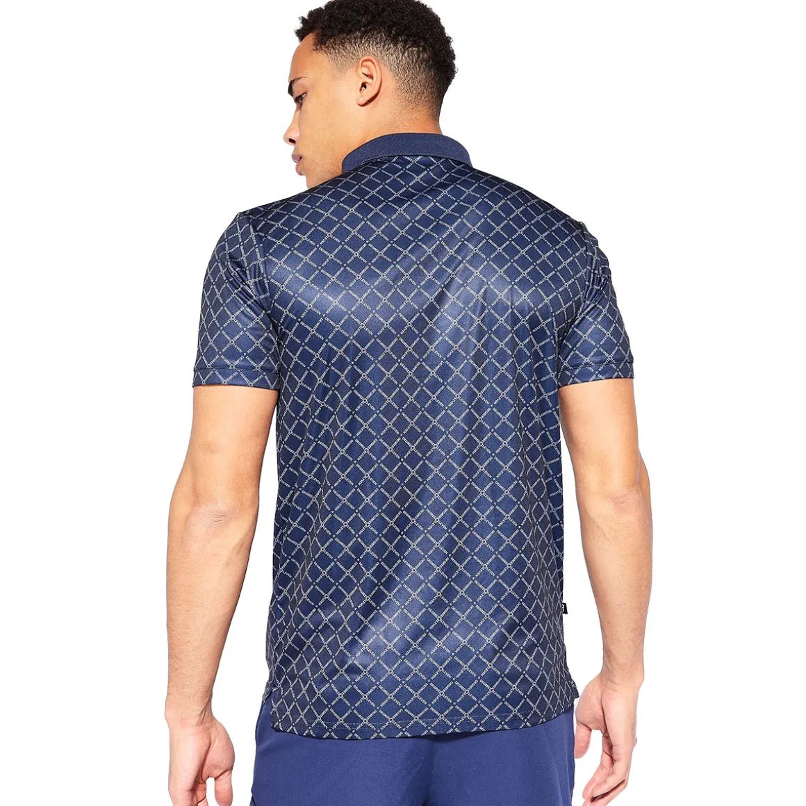 11 Degrees Men's Over Brand Print Golf Polo Shirt