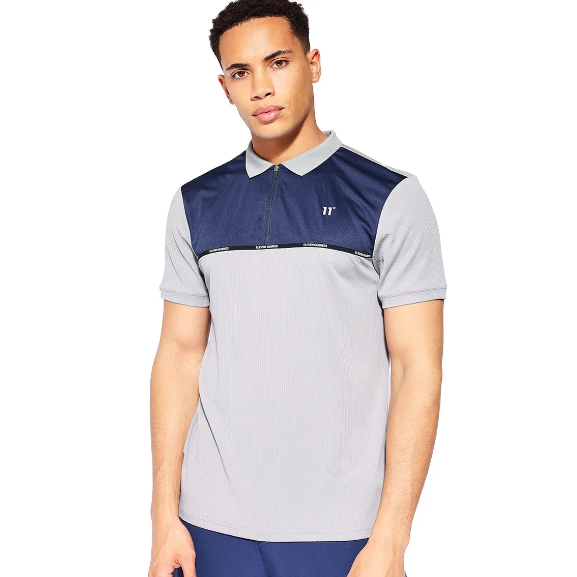 11 Degrees Men's Taped Zip Golf Polo Shirt