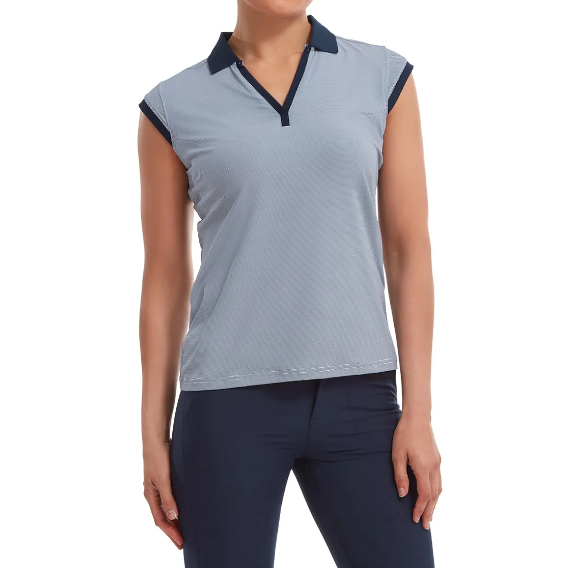 FootJoy Ladies End on End Striped Lisle Golf Polo Shirt