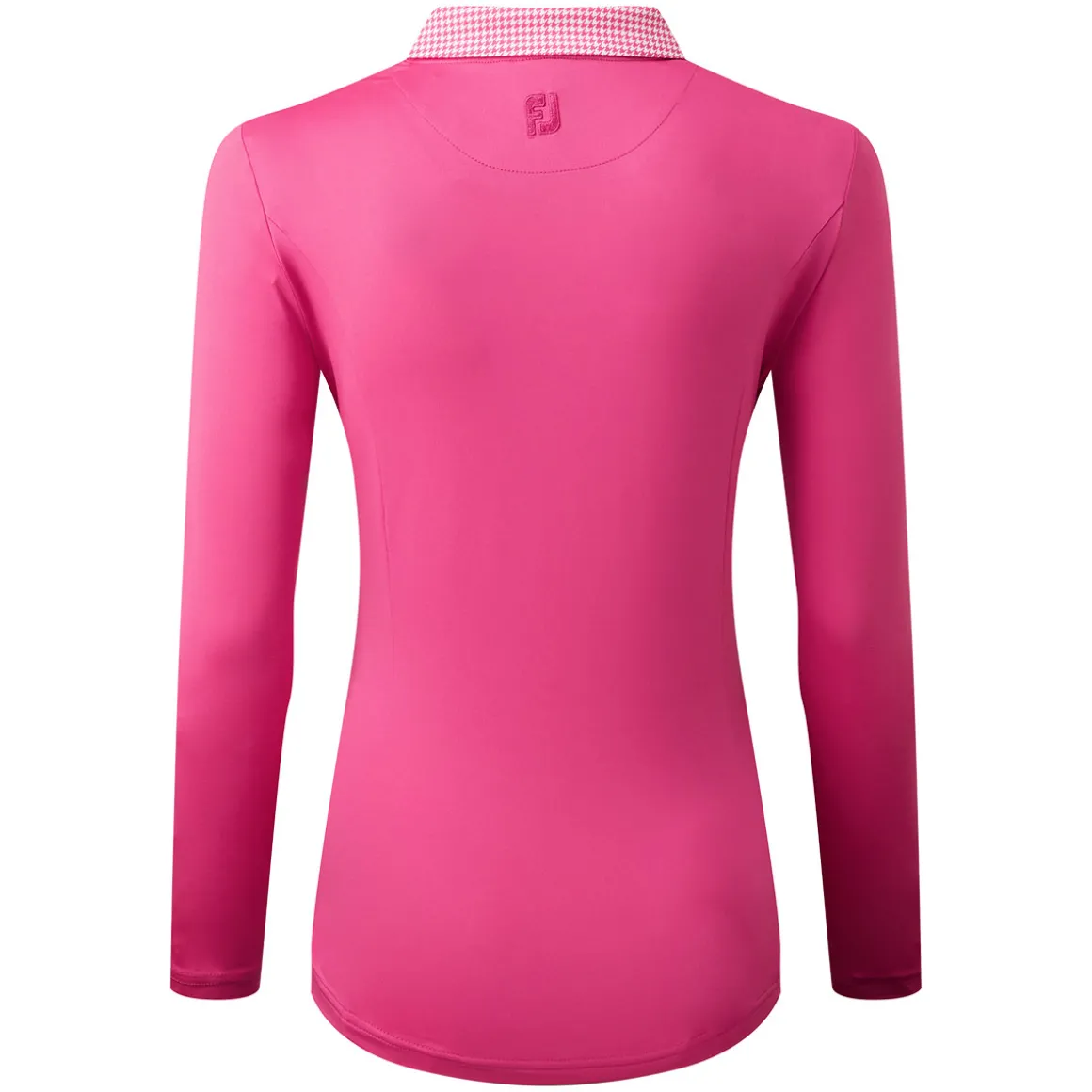 footjoy_ladies_houndstoot_9.webp FootJoy Ladies Houndstooth Trim 3/4 Sleeve Lisle Golf Polo Shirt