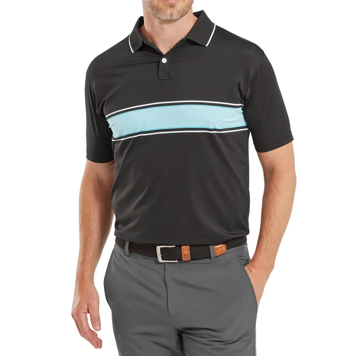 FootJoy Men's Engineered Pin Stripe Golf Polo Shirt