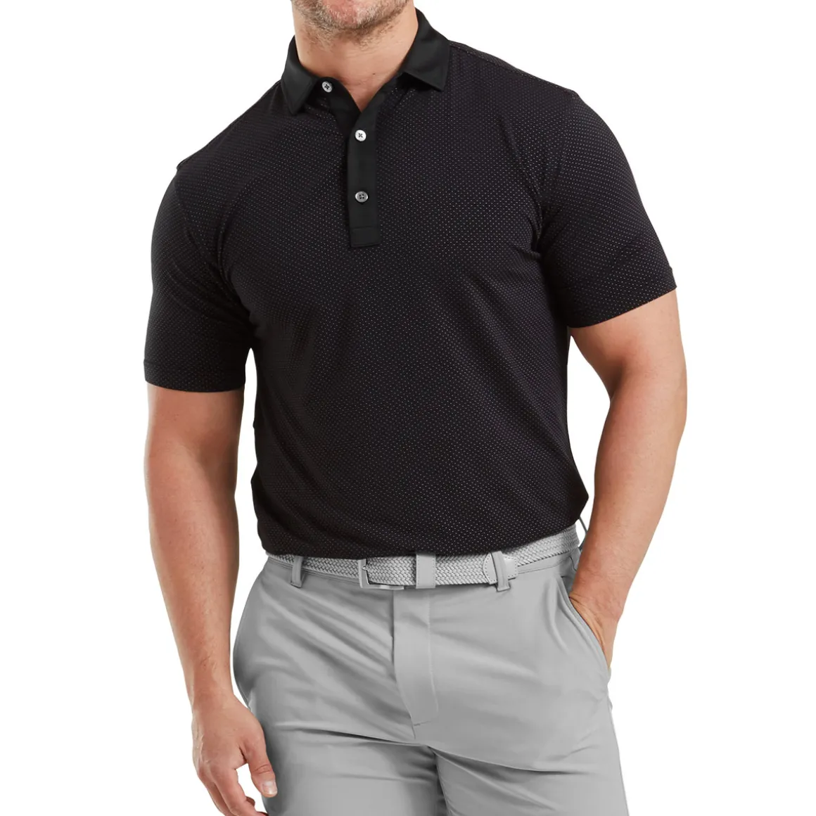 FootJoy Men's Jacquard Dot Print Golf Polo Shirt