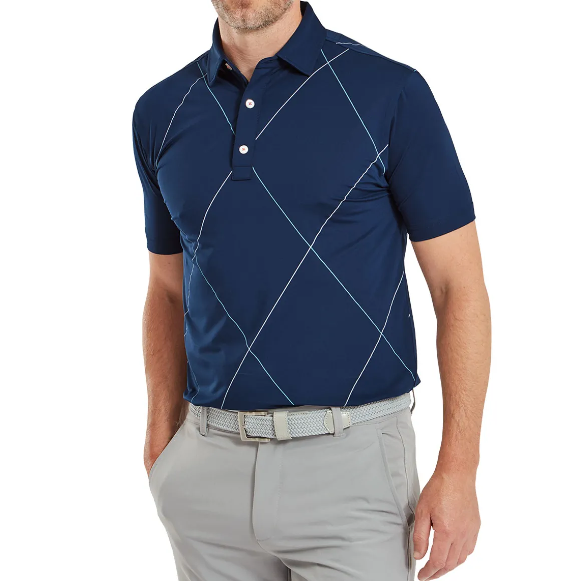 FootJoy Men's Raker Print Lisle Golf Polo Shirt