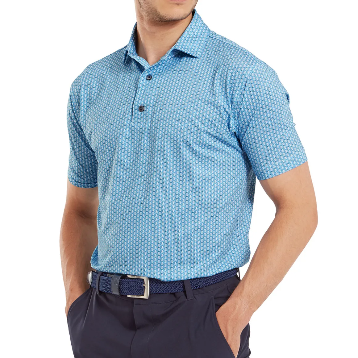 FootJoy Men's Scallop Shell Foulard Lisle Golf Polo Shirt