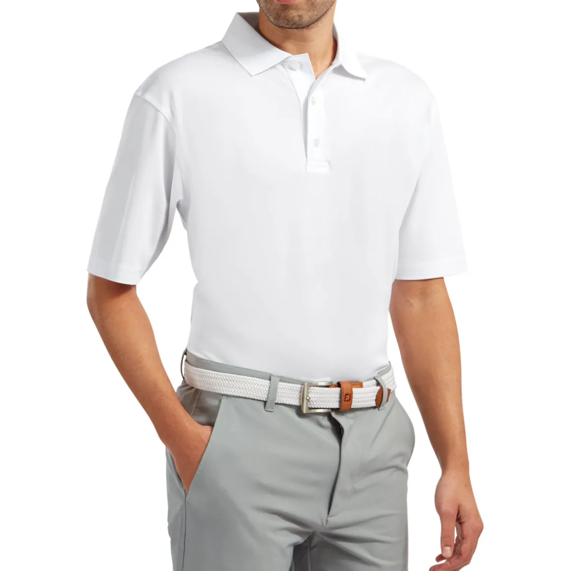 FootJoy Men's Stretch Pique Solid Knit Collar Golf Polo Shirt