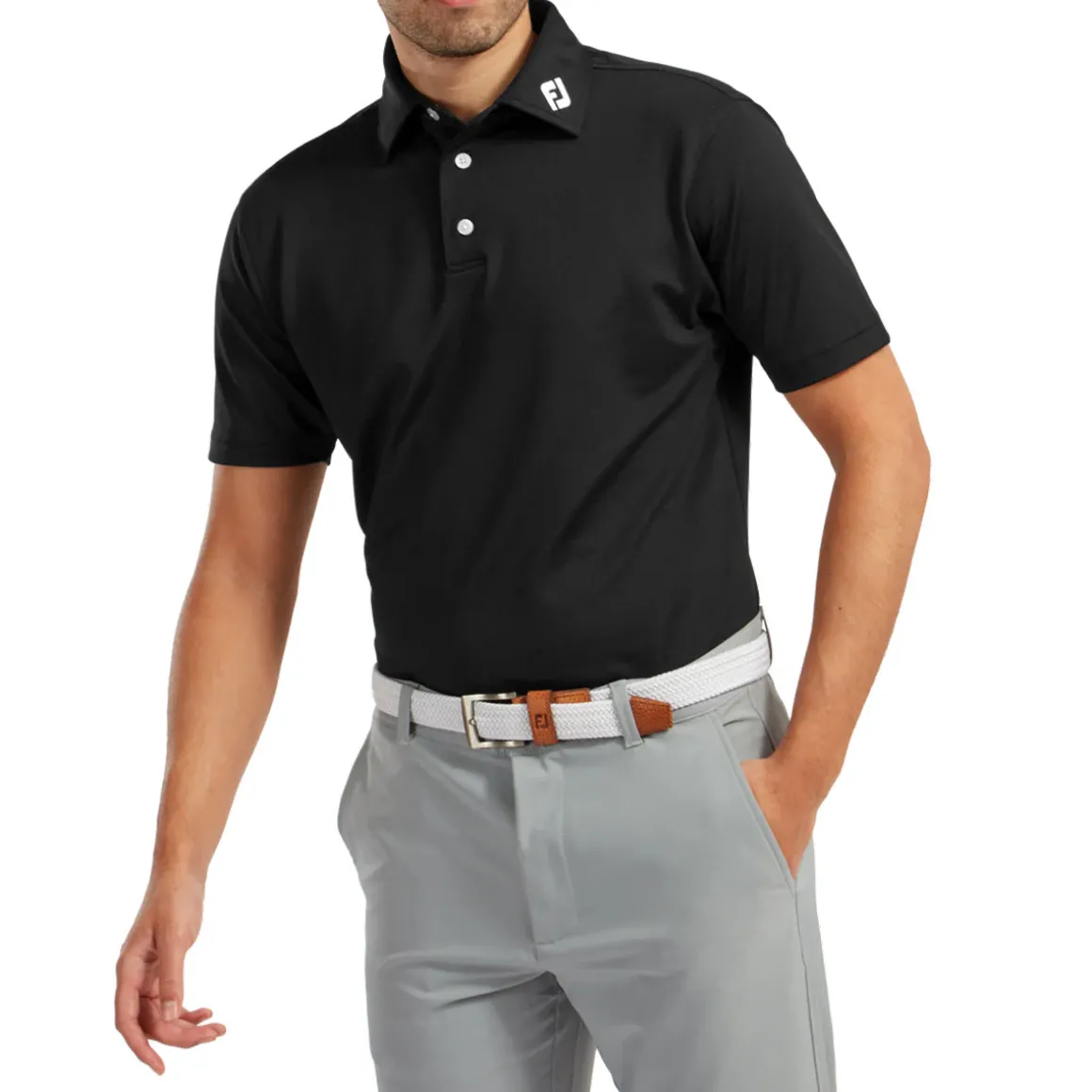 FootJoy Men's Stretch Pique Solid Colour Golf Polo Shirt