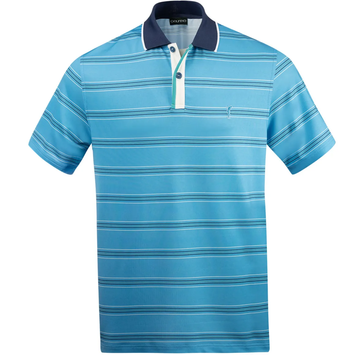 GOLFINO Men's Multi-Stripe Breathable Golf Polo Shirt