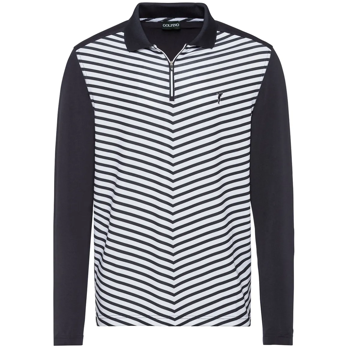 GOLFINO Men's Striped Long Sleeve Golf Polo Shirt