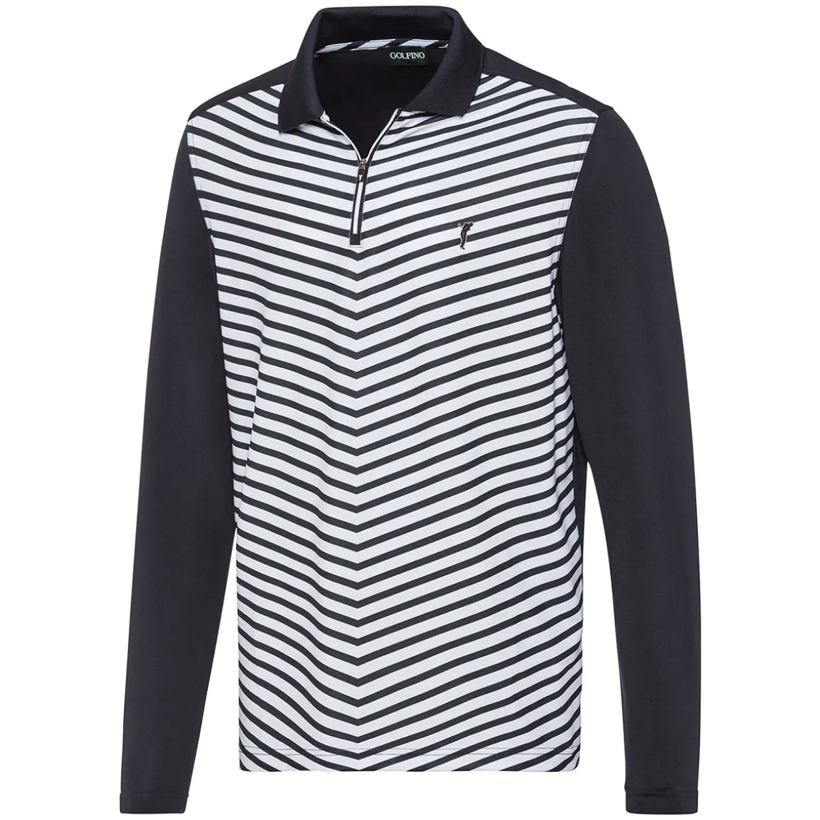 GOLFINO Men's Striped Long Sleeve Golf Polo Shirt
