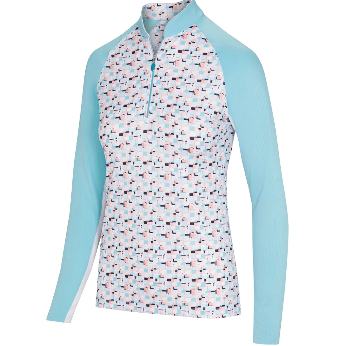 Greg Norman Ladies Prism Print L/S Half Zip Golf Midlayer