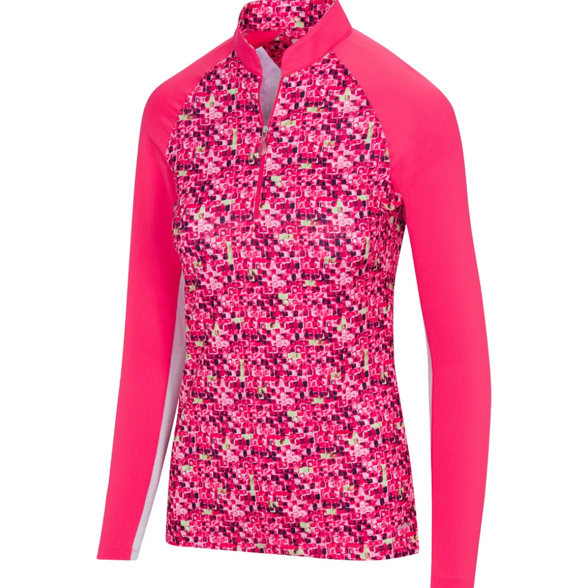Greg Norman Ladies Tile Print Quarter Zip Golf Mid Layer