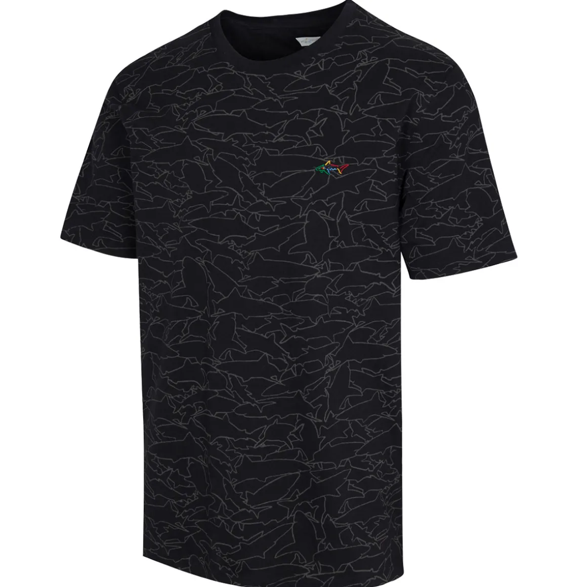 Greg Norman Men's Shark Print Cotton Golf T-Shirt