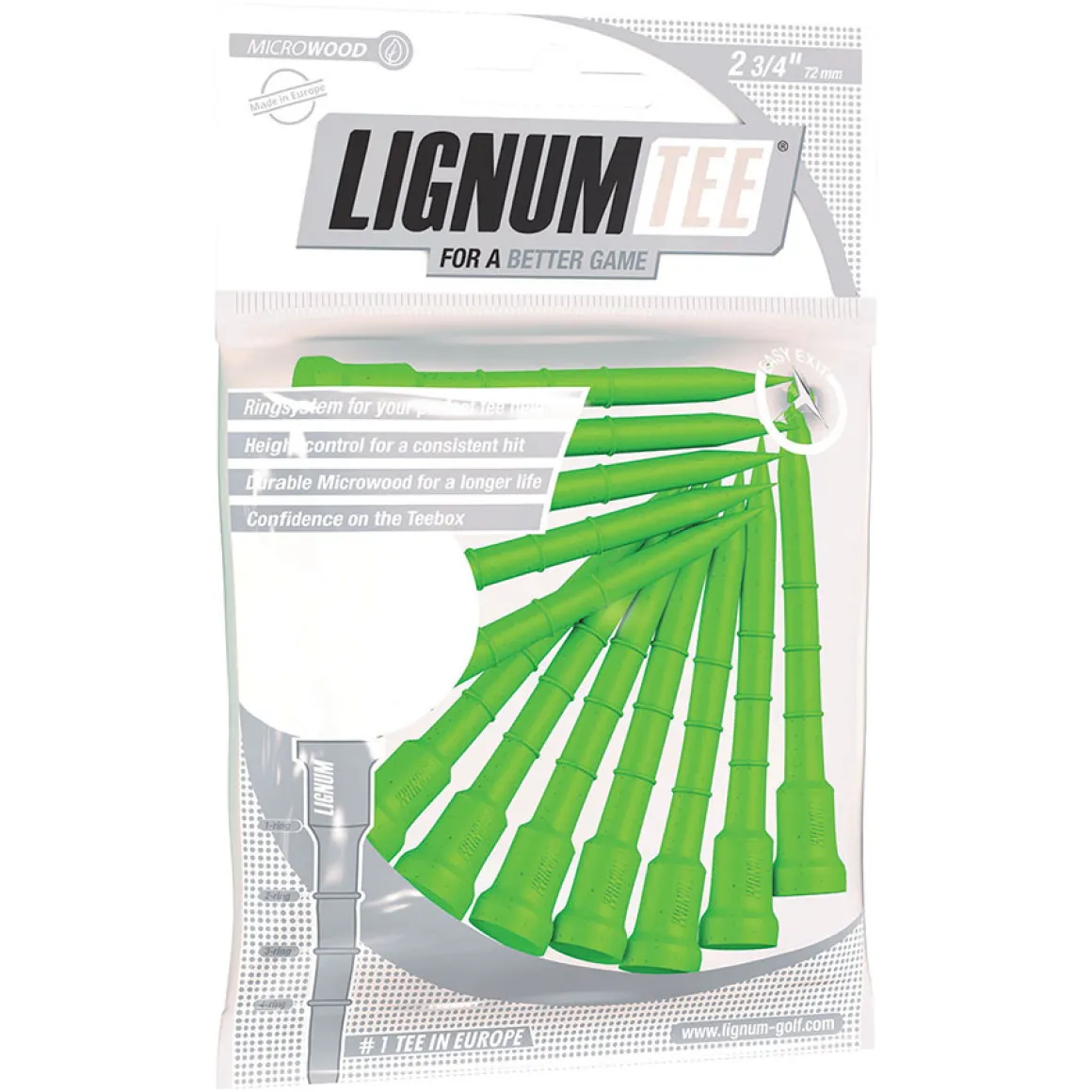 Lignum Composite 72mm Wooden Golf Tees - 12 Pack