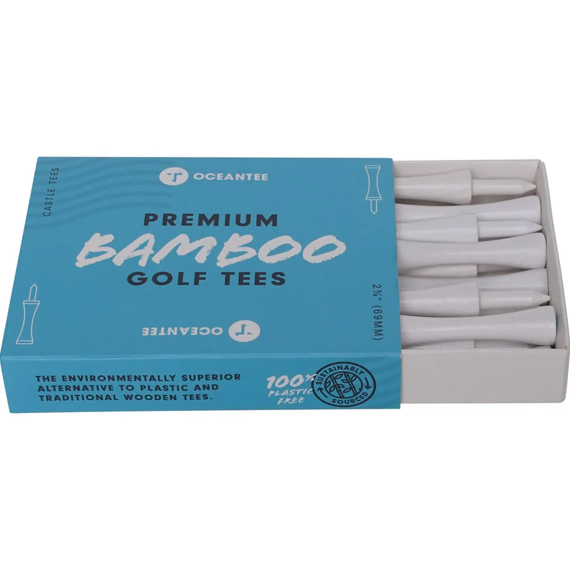 OCEANTEE 69mm Bamboo Castle Golf Tees - 15 Pack