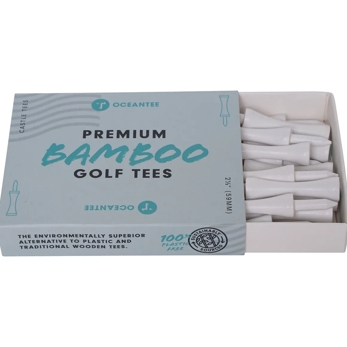 OCEANTEE 59mm Bamboo Castle Golf Tees - 15 Pack