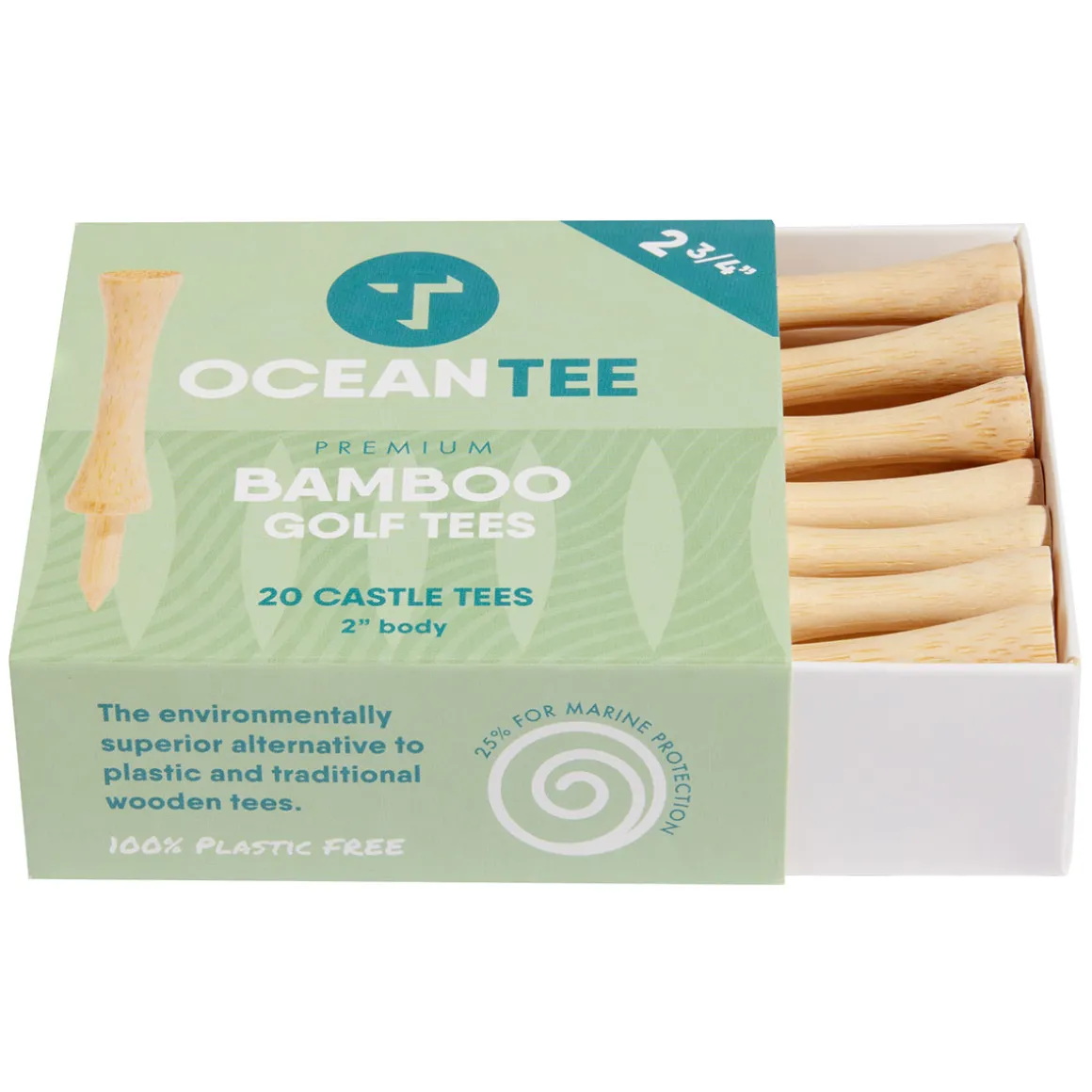 OCEANTEE 59mm Bamboo Castle Golf Tees - 20 Pack
