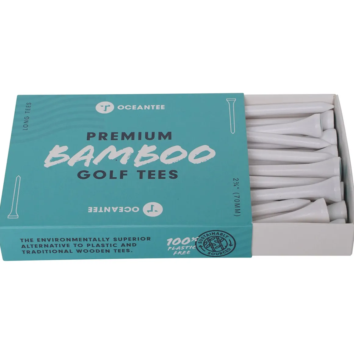 OCEANTEE 70mm Bamboo Golf Tees - 30 Pack