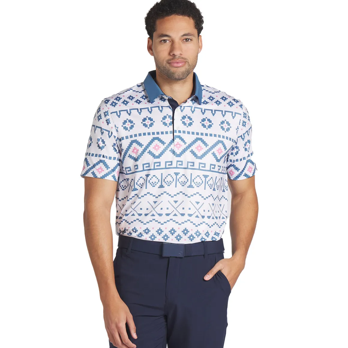 PUMA Men's Fair Isle Golf Polo Shirt