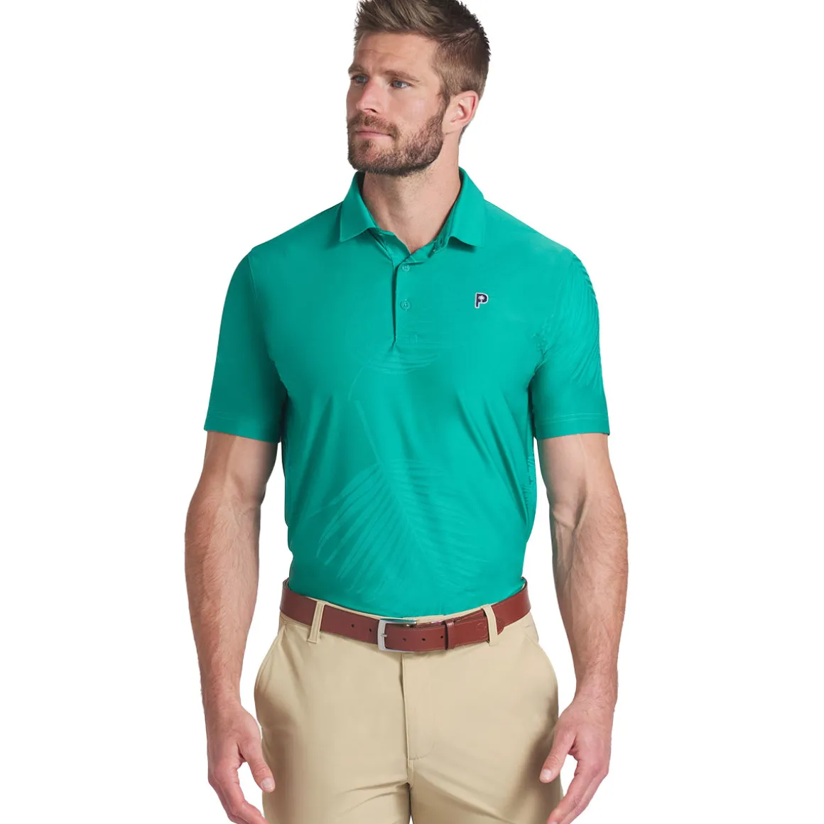 PUMA Men's X Palm Tree Cree Jacquard Golf Polo Shirt