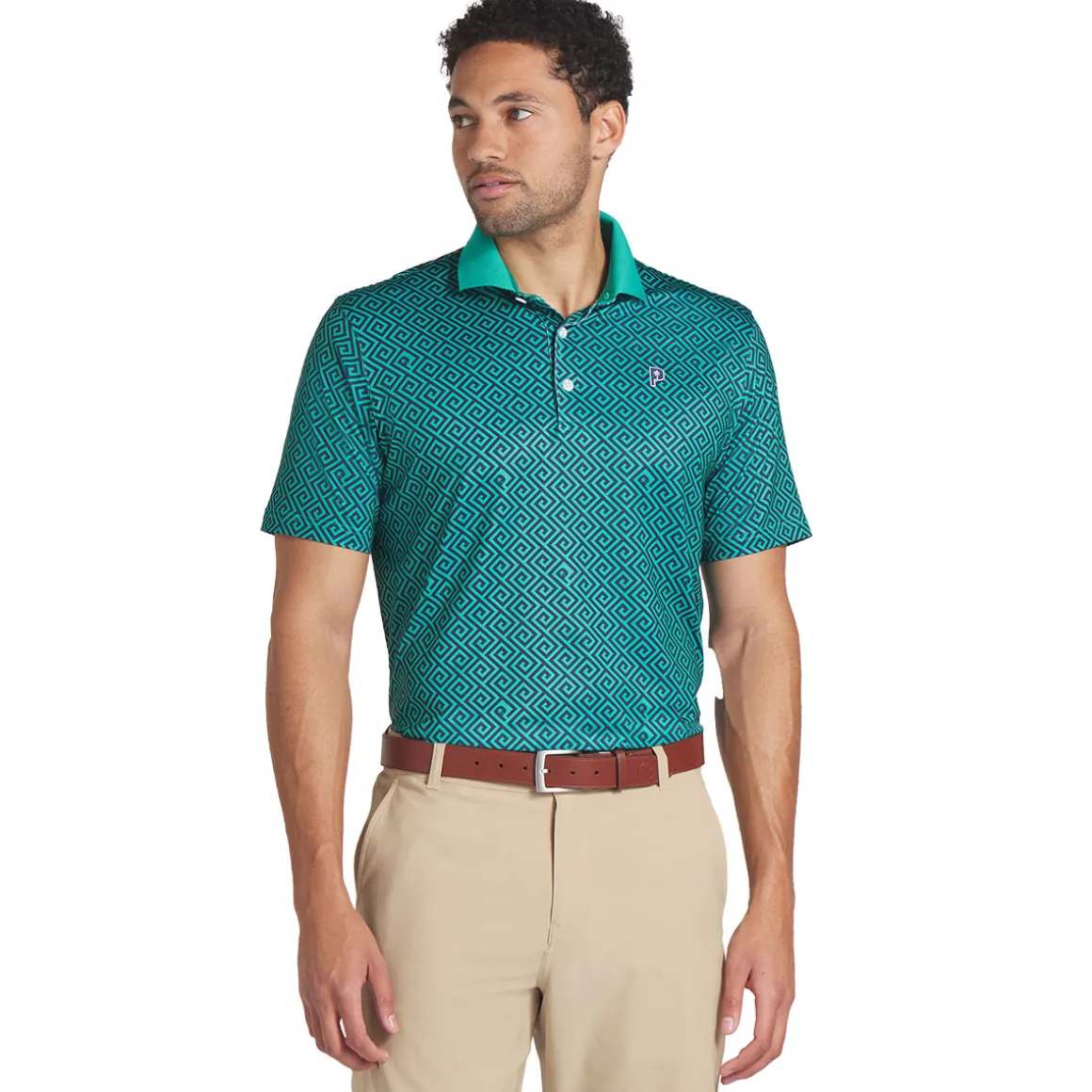 PUMA Men's X Palm Tree Crew Resort Golf Polo Shirt