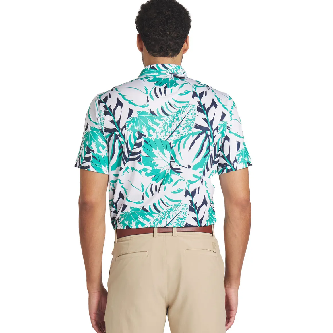 PUMA Men's X Palm Tree Crew Palm Glitch Golf Polo Shirt