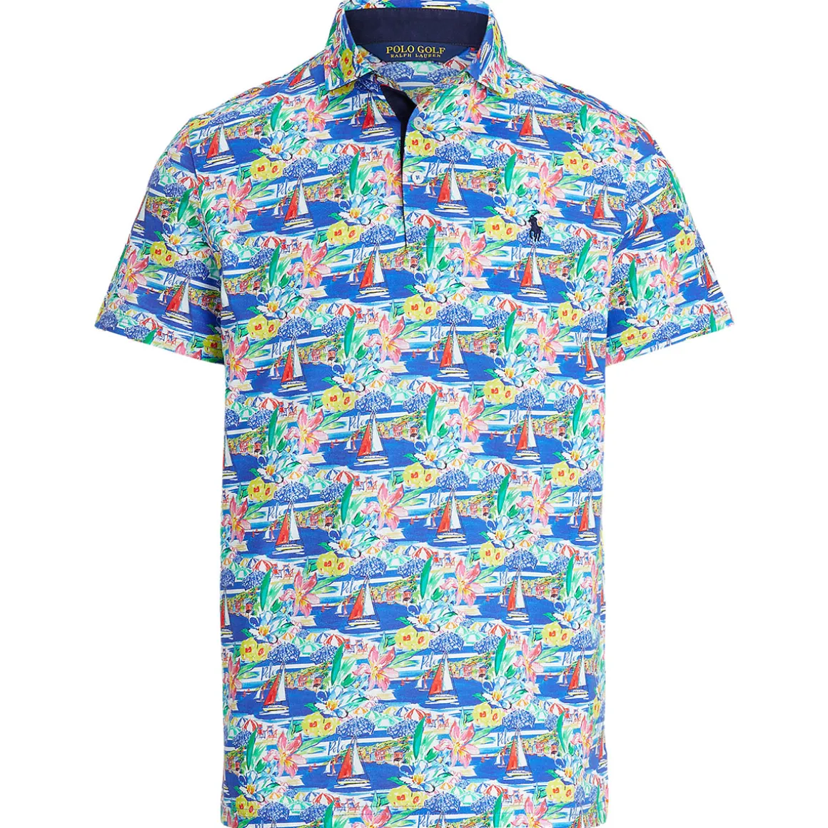 Ralph Lauren Men's Custom Slim Fit Riviera Print Jersey Golf Polo Shirt