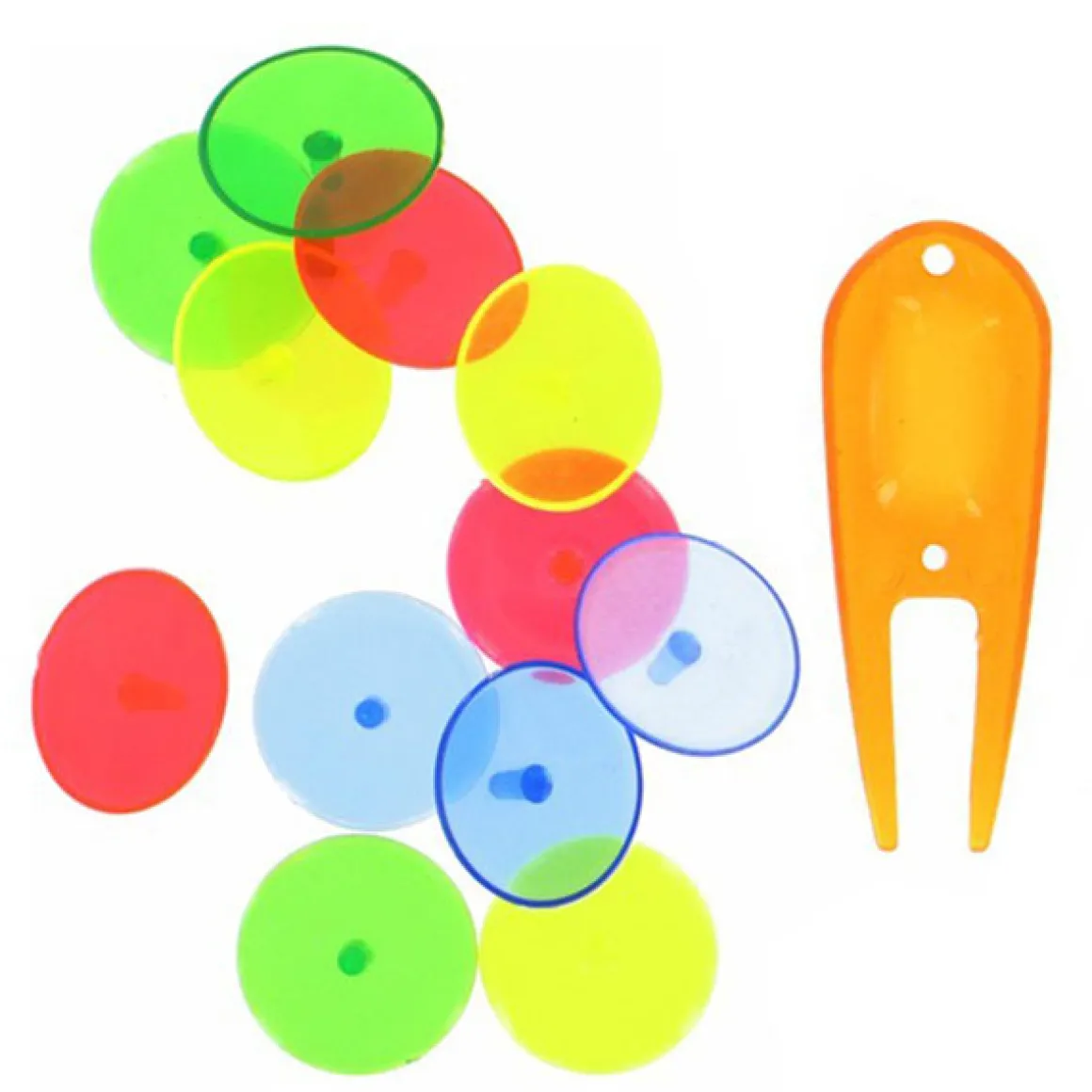 The Golfers Club Neon Ball Markers & Pitchfork Golf Set