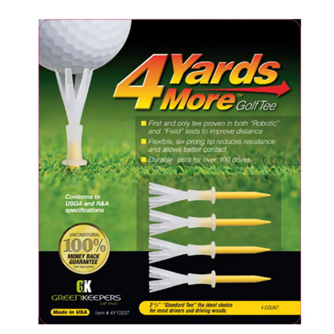 4 Yards More Standard Golf Tees - 4 Pack